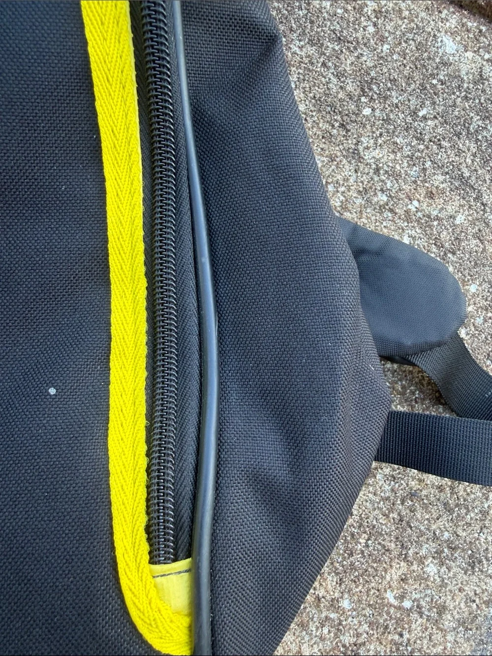 Vintage Rossignol boot bag Black and Yellow Racing Team Backpack with Front Mesh